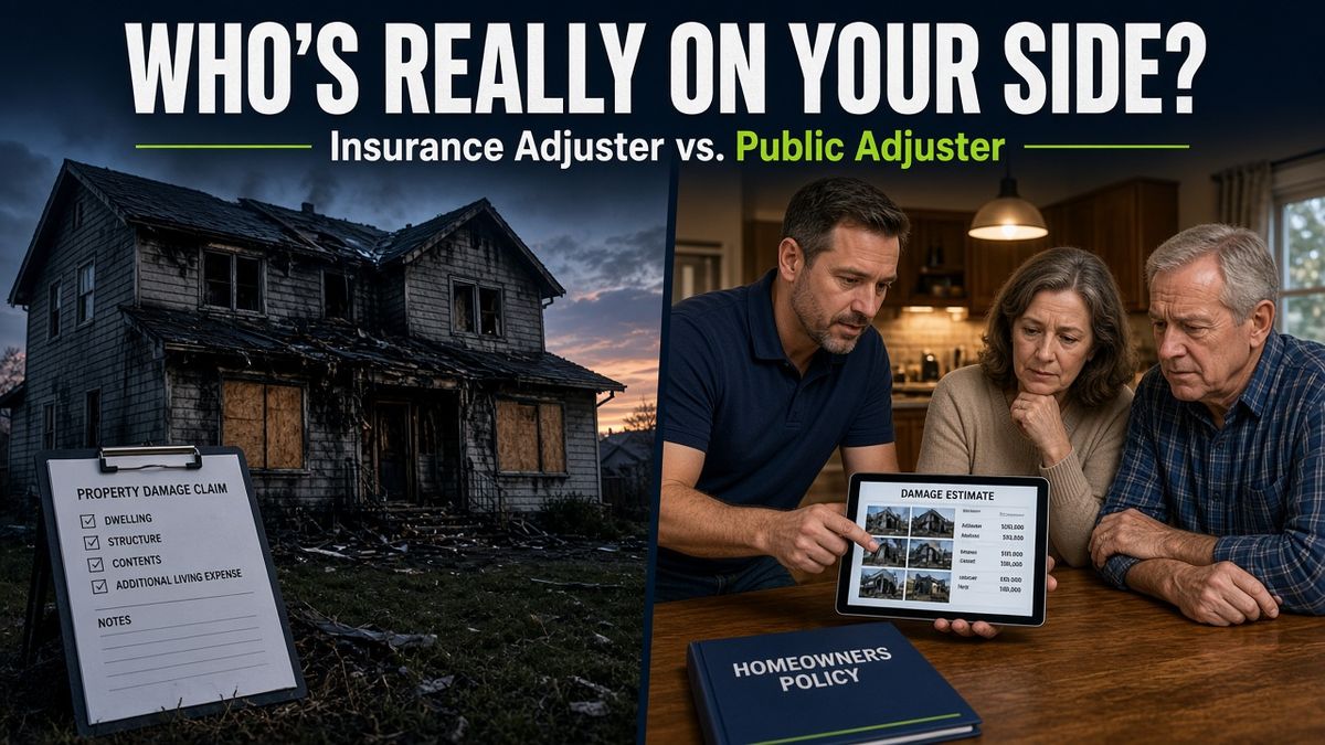 Public adjuster reviewing an insurance claim estimate with a homeowner